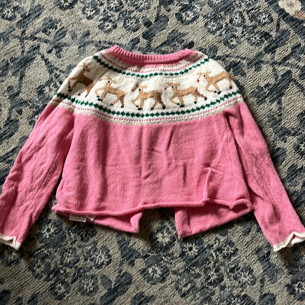 Baby boden pink Rudolph cardigan sweater 18-24mo - Picture 3 of 4